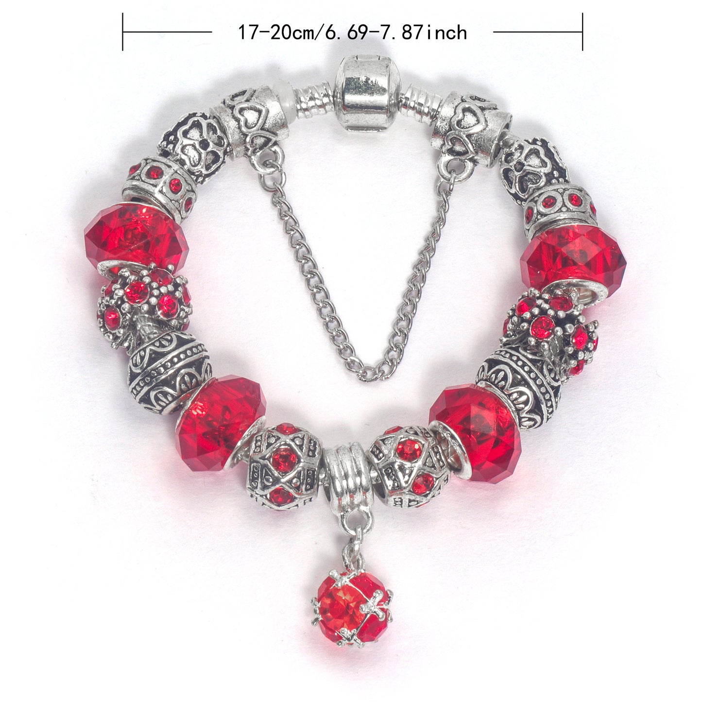 Ethnic Crystal Bead DIY Bracelet Red Alloy Electroplated Big Bead Bracelet(19cm) - Image 2