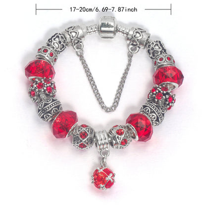 Ethnic Crystal Bead DIY Bracelet Red Alloy Electroplated Big Bead Bracelet(19cm) - Image 2