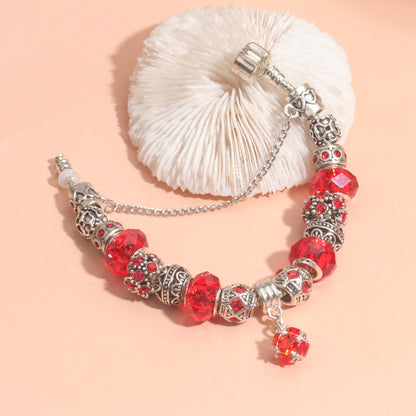 Ethnic Crystal Bead DIY Bracelet Red Alloy Electroplated Big Bead Bracelet(19cm) - Image 3