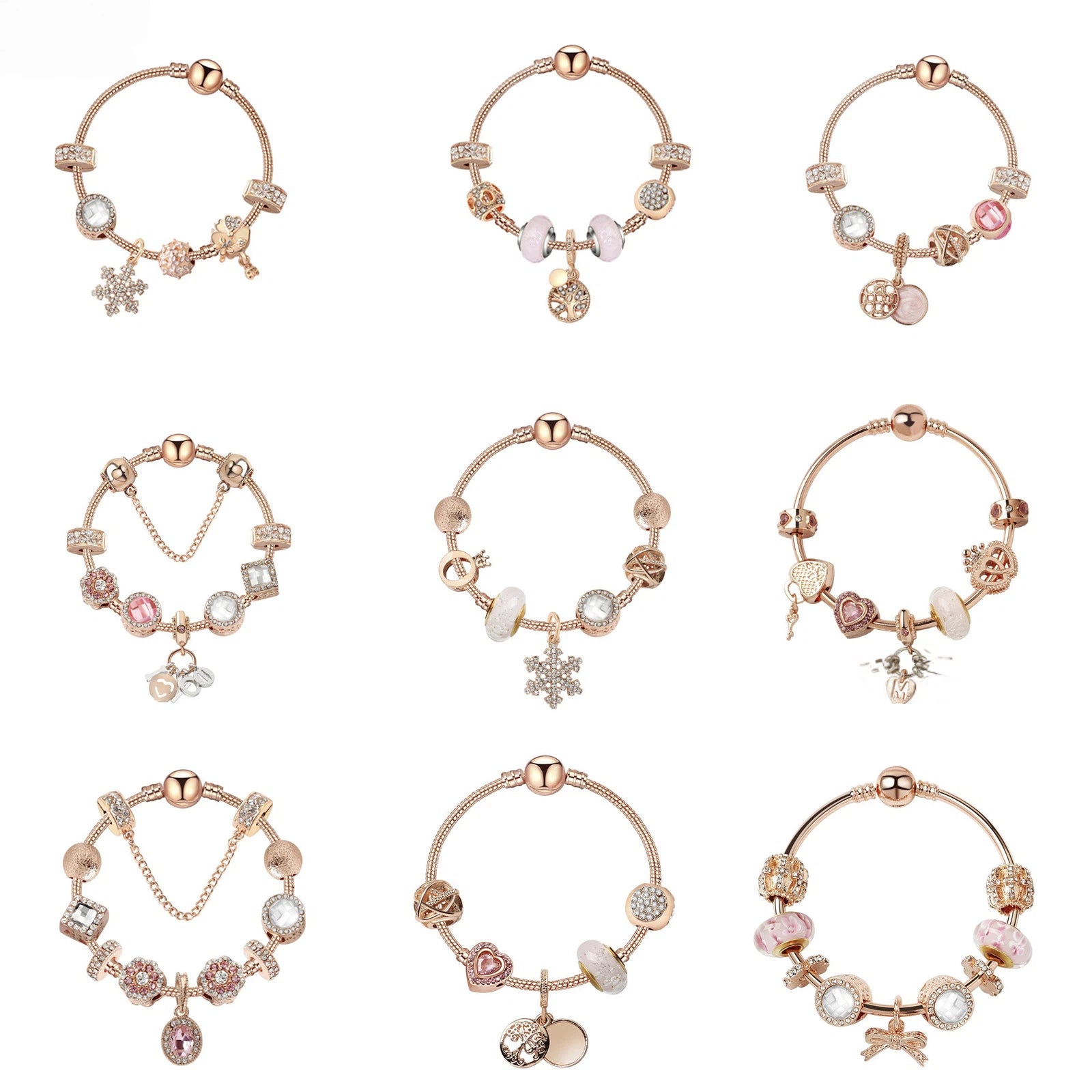 Gorgeous Rose Gold Bracelet with Crystal, Resin, Zircon & Tree of Life Pendant(17cm) - Image 2