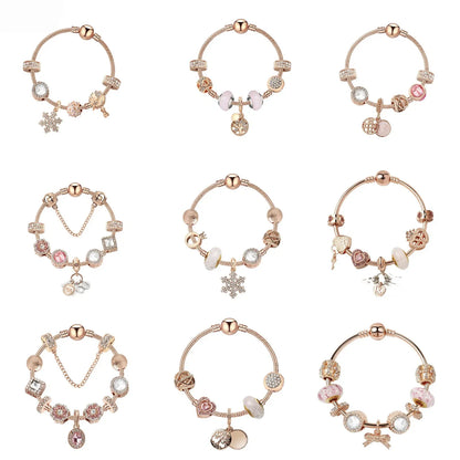 Gorgeous Rose Gold Bracelet with Crystal, Resin, Zircon & Tree of Life Pendant(21cm) - Image 2