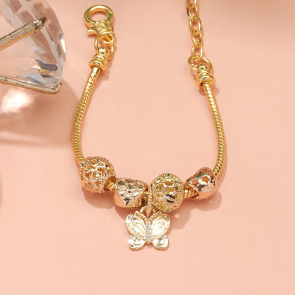 Hollow Beads Butterfly Heart Charm Bracele(yellow,16cm) - Image 3