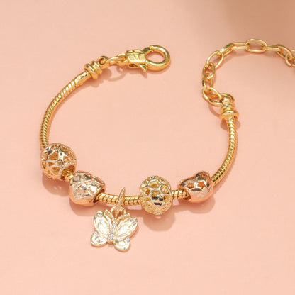 Hollow Beads Butterfly Heart Charm Bracele(yellow,18cm) - Image 4