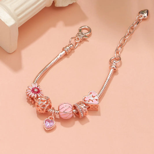 Rhinestone Daisy & Hollow Heart Charm Bracelet - Minimalist Fashion Zinc Alloy Electroplated Jewelry(18cm) - Image 2