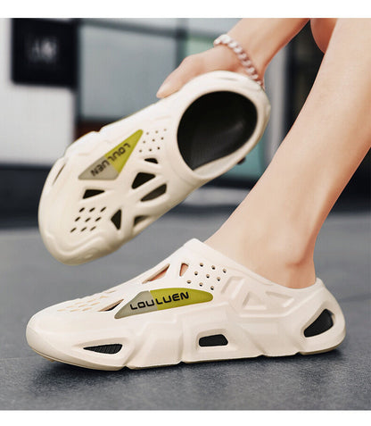 Men's Summer EVA Crocs with 3 Color Options - Breathable, Non-Slip, Comfortable Beach & Casual Sandals(white&black-42-43) - Image 3