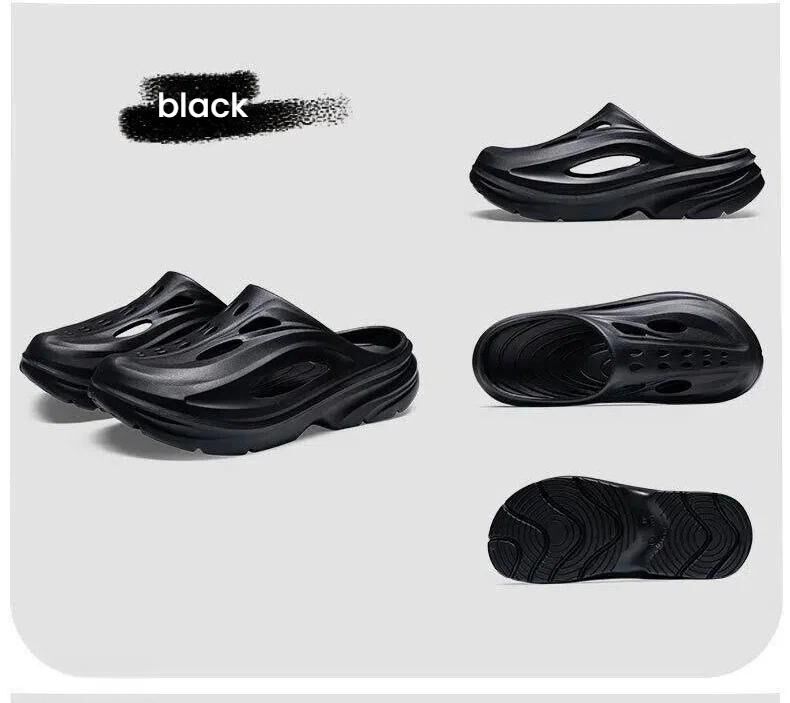 Men's Summer EVA Crocs with 3 Color Options - Breathable, Non-Slip, Comfortable Beach & Casual Sandals(black-41-42)