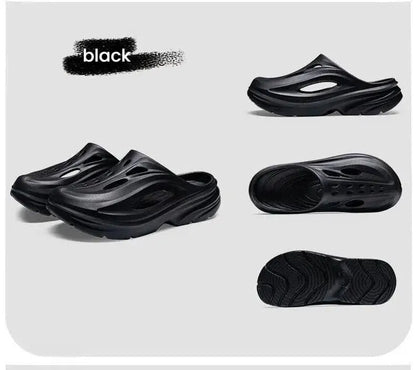 Men's Summer EVA Crocs with 3 Color Options - Breathable, Non-Slip, Comfortable Beach & Casual Sandals(black-44.5-45)