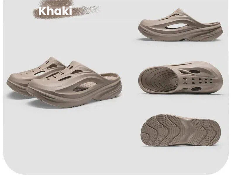 Men's Summer EVA Crocs with 3 Color Options - Breathable, Non-Slip, Comfortable Beach & Casual Sandals(khaki-41-42)