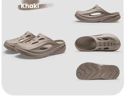 Men's Summer EVA Crocs with 3 Color Options - Breathable, Non-Slip, Comfortable Beach & Casual Sandals(khaki-41-42)
