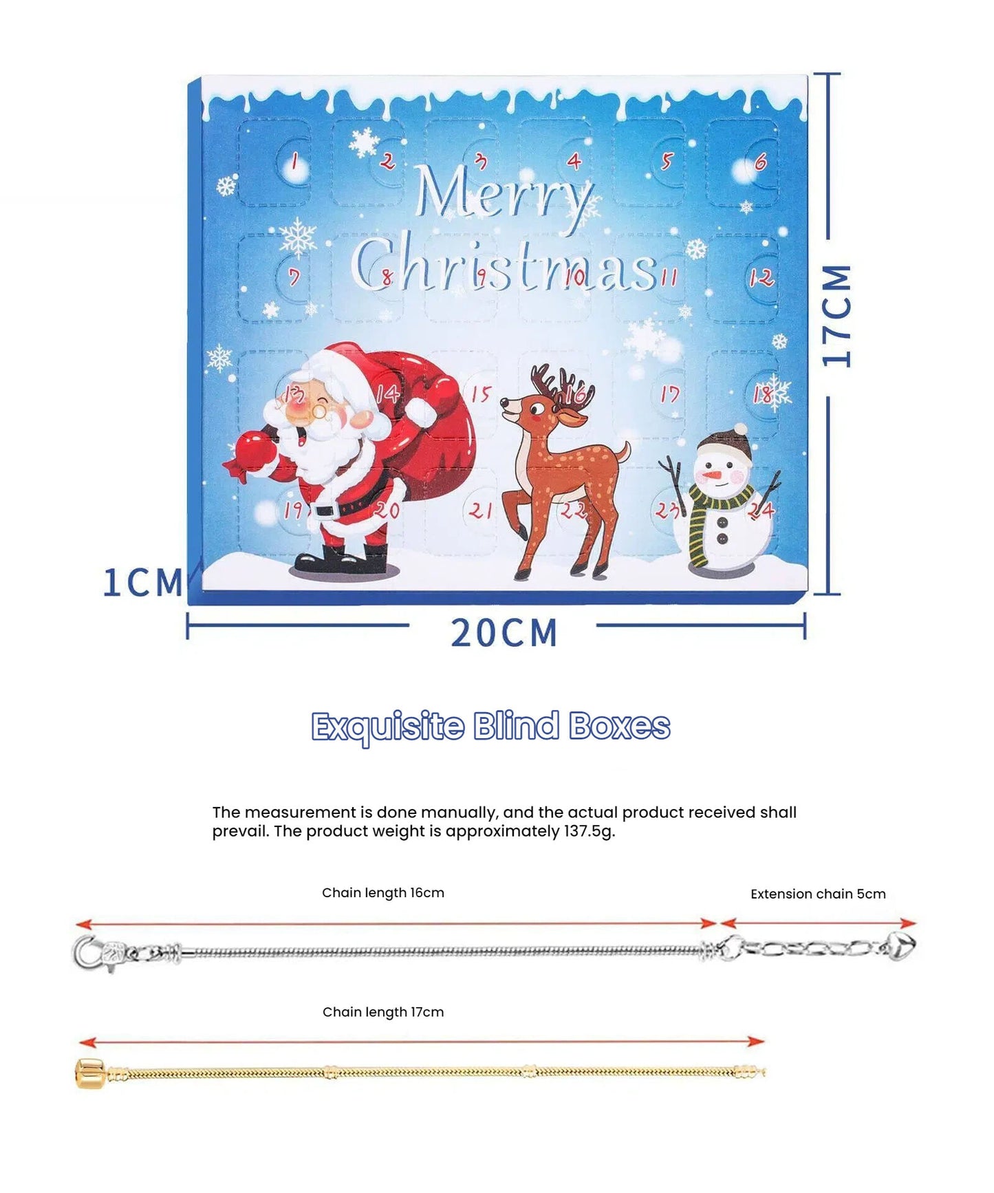 Christmas DIY Jewelry & Craft Advent Calendar(M-14-Snowman Version,20*17*1.1) - Image 3