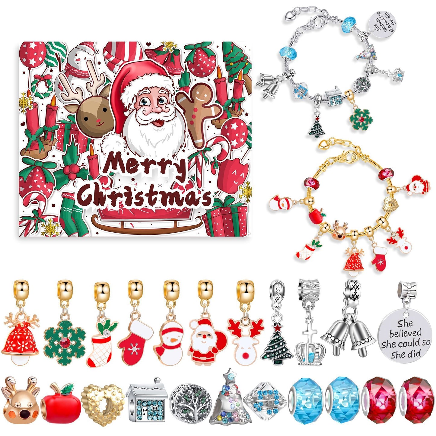 Christmas DIY Jewelry & Craft Advent Calendar(Christmas Starry Night,20*17*1.1)