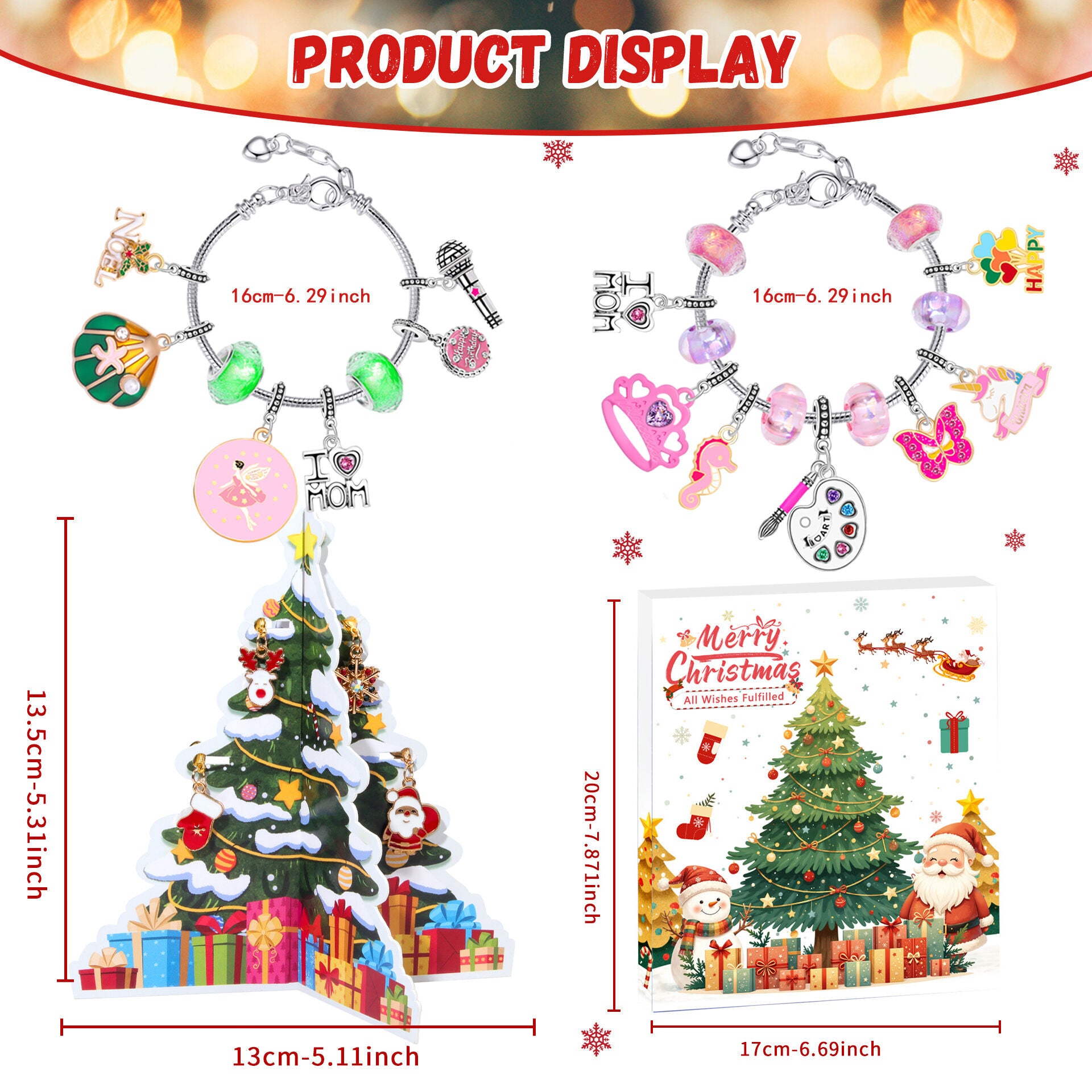 Christmas DIY Jewelry & Craft Advent Calendar(YD-02,20*17*1.3cm) - Image 3