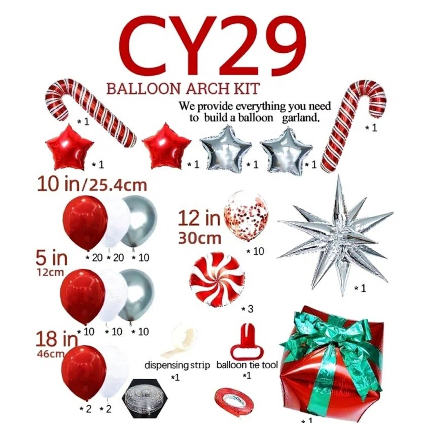 Christmas Balloon Arch + Tree Kit: Candy Cane/Star Foil Décor - Image 2