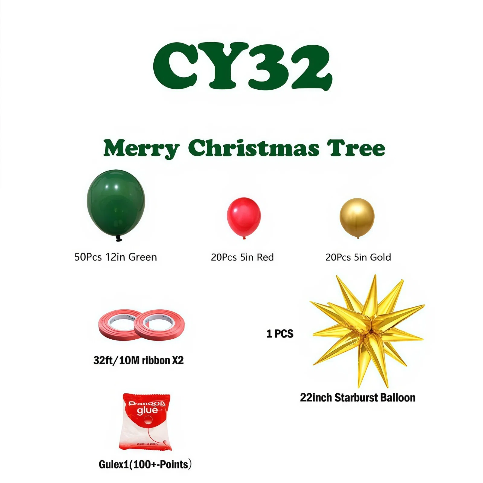 Christmas Balloon Arch + Tree Kit: Candy Cane/Star Foil Décor - Image 4