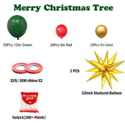 Christmas Balloon Tree Decor Kit - Latex & Foil Balloons Set with Star Topper--94PCs - Image 2