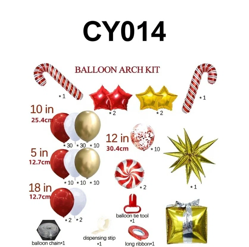 Christmas Balloon Bundle: 2 Themed Kits (Arch + Tree) - Aluminum Foil & Latex Balloons - Image 2