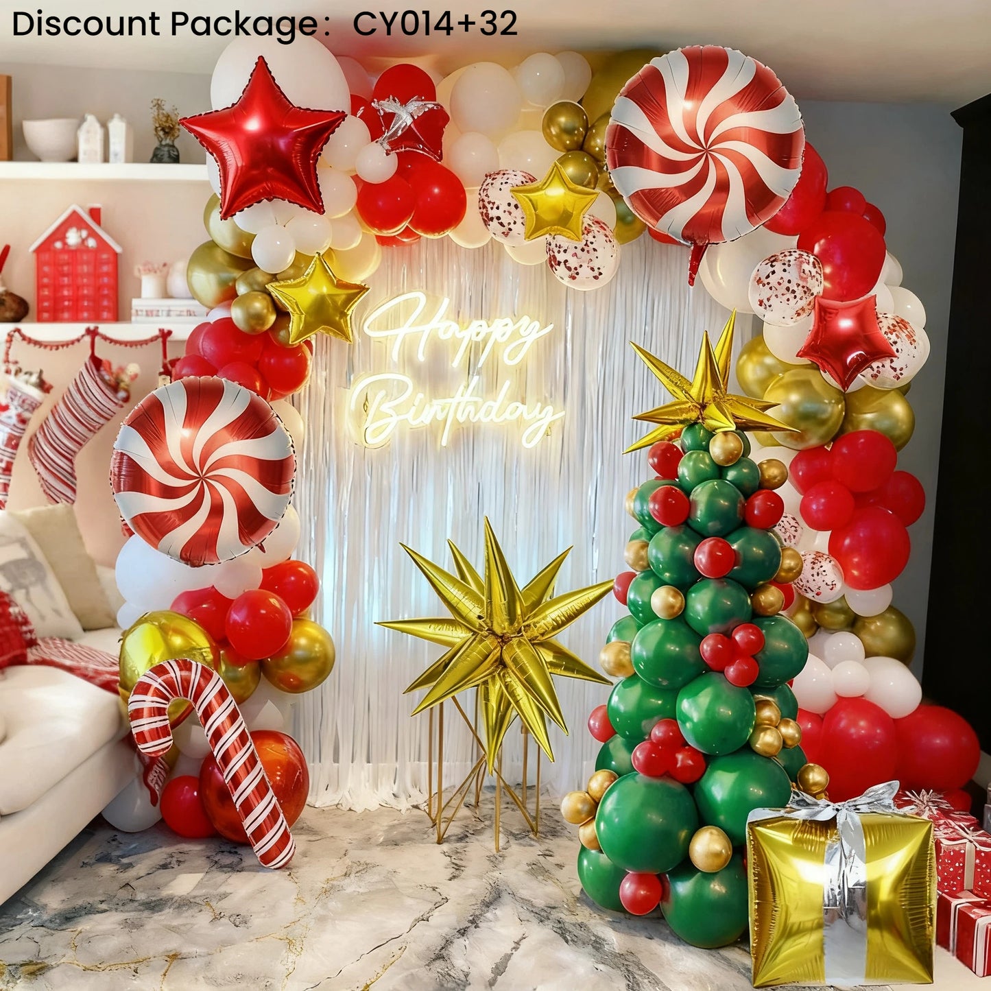 Christmas Balloon Bundle: 2 Themed Kits (Arch + Tree) - Aluminum Foil & Latex Balloons - Image 5