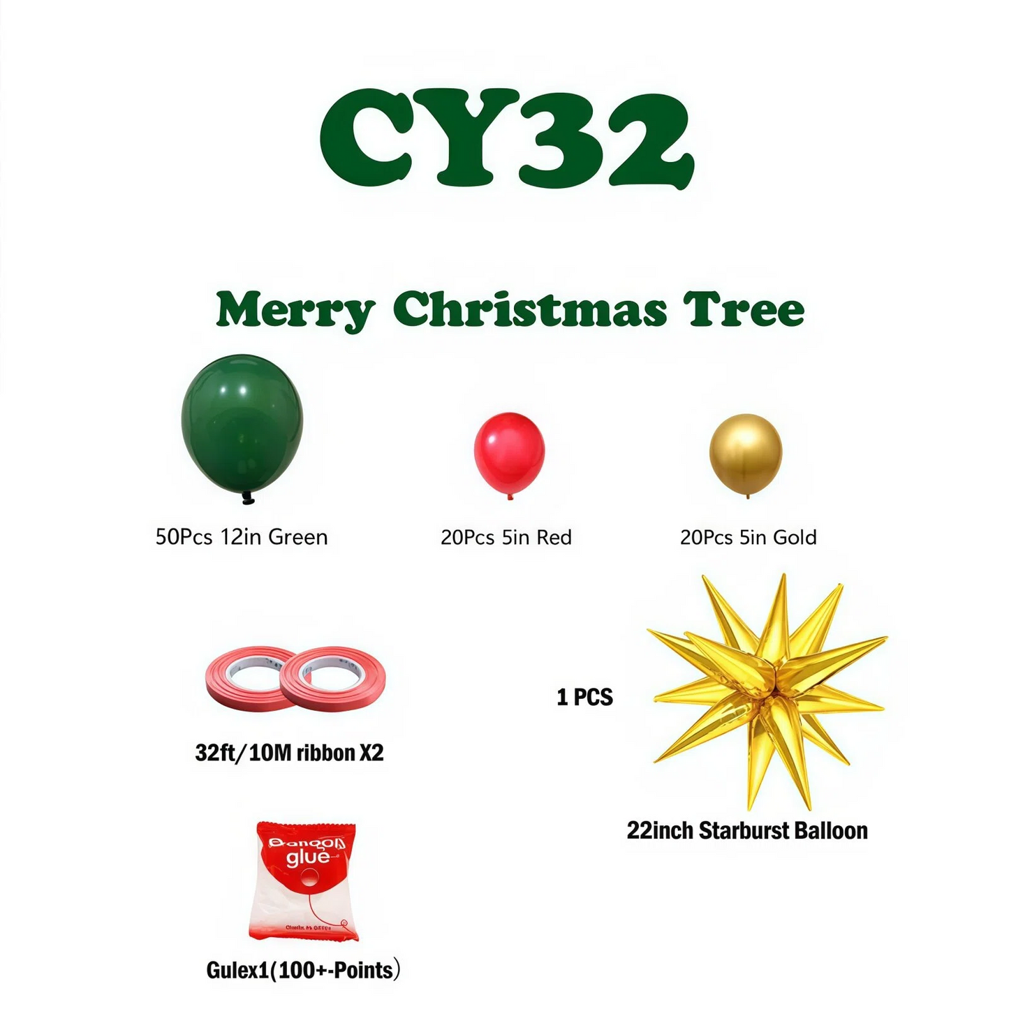 Christmas Balloon 2-Pack Combo: Latex & Foil Holiday Decor | Arch & Tree Sets for 2025 Christmas - Image 4