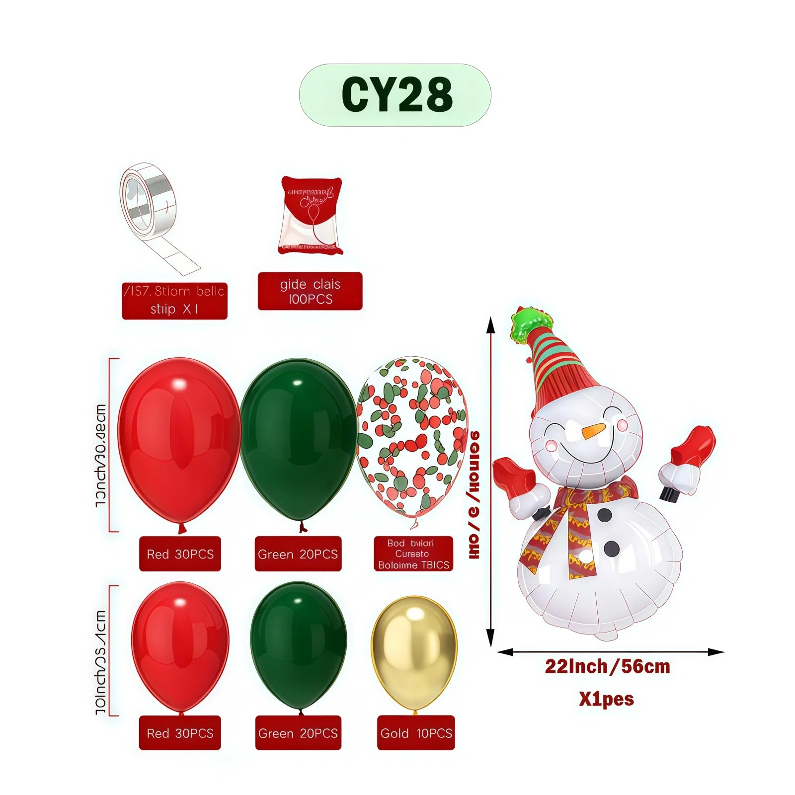 Christmas Balloon Combo: 123PCS Arch + Tree Sets (Snowman/Star Foil) - Image 2