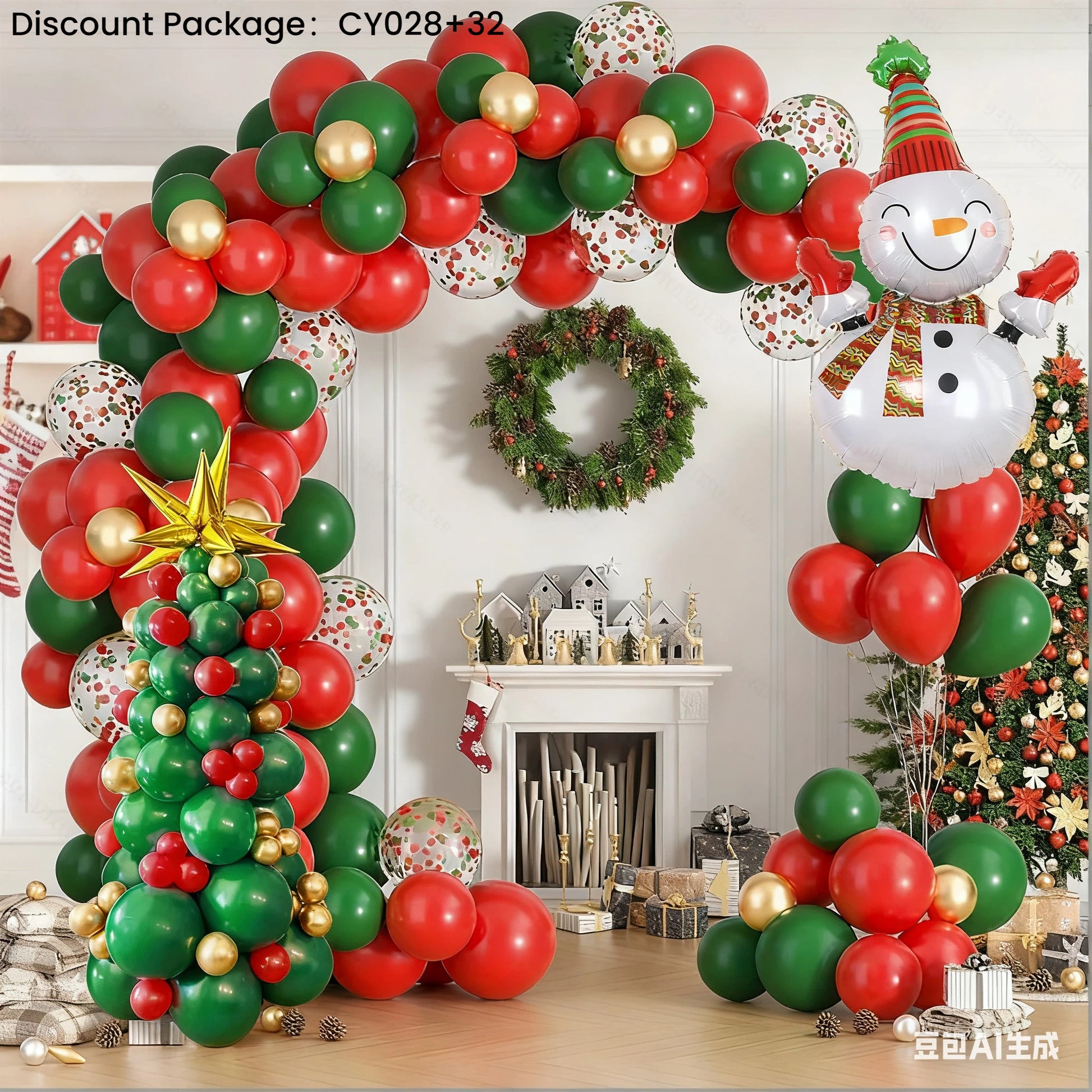 Christmas Balloon Combo: 123PCS Arch + Tree Sets (Snowman/Star Foil) - Image 5