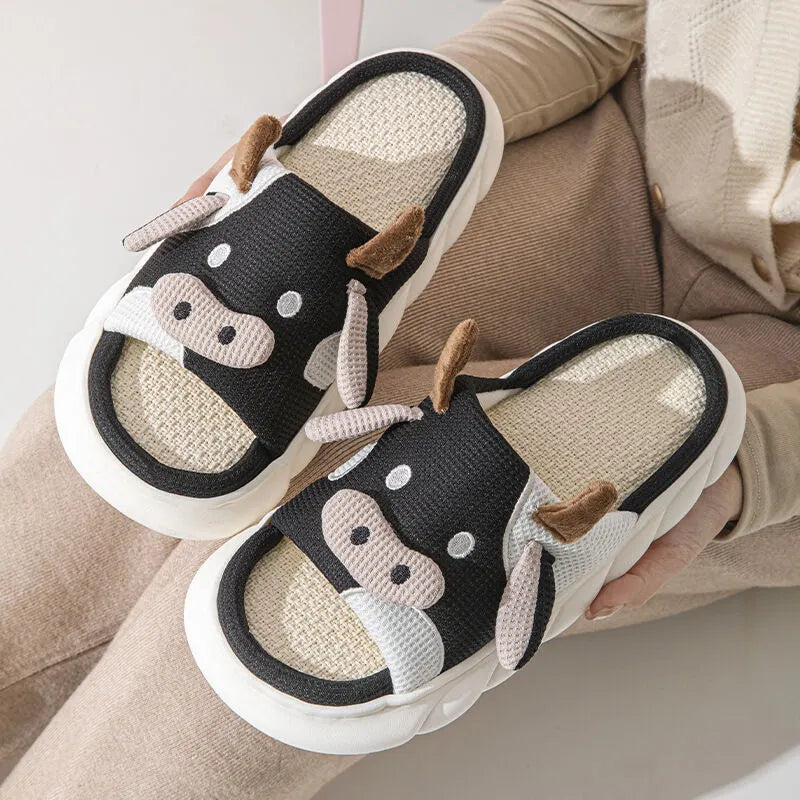 Slippers: EVA Thick Sole Non-Slip Beach Sandals for Couples & Parent-Child, 7 Styles(black-37-38)