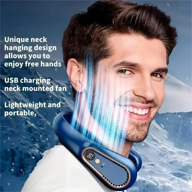NNEOBA Neck Bladeless Fan Mini Portable-Blue - Image 4