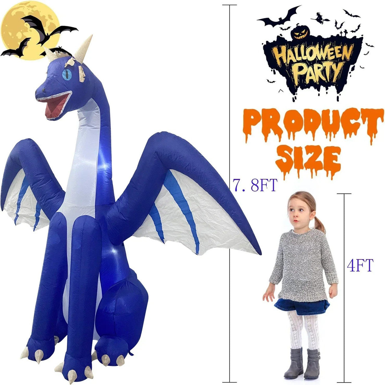 Giant Inflatable Dragon With Leds For Halloween - Image 3