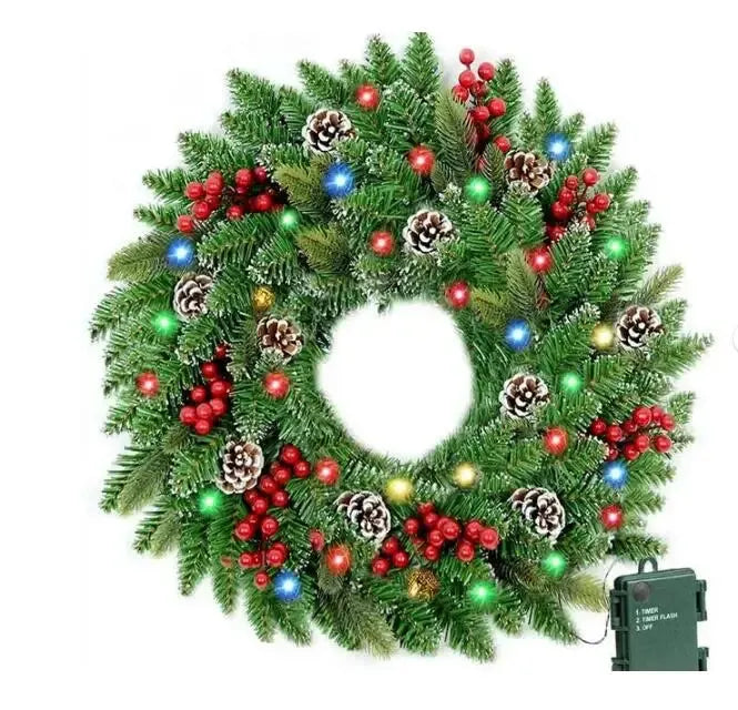 Pre-Lit Christmas Wreath With Led Lights