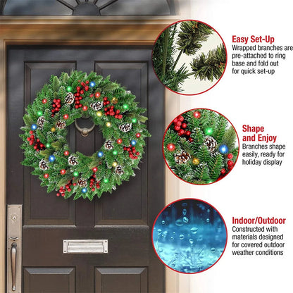 Pre-Lit Christmas Wreath With Led Lights - Image 4