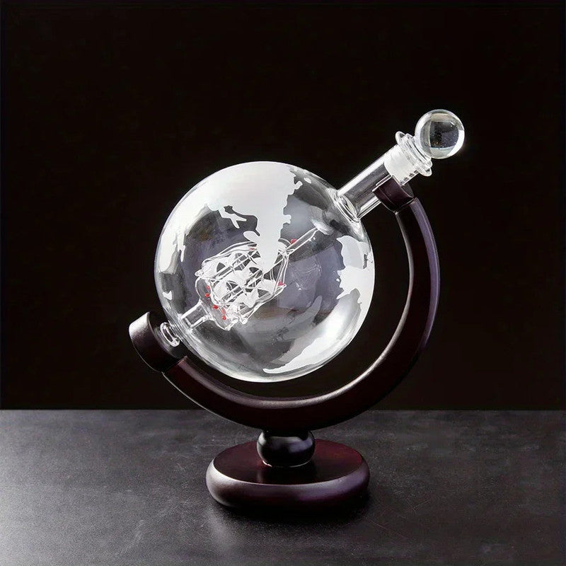 Globe Whiskey Decanter Set Lead-Free Glass Carafe - Image 2