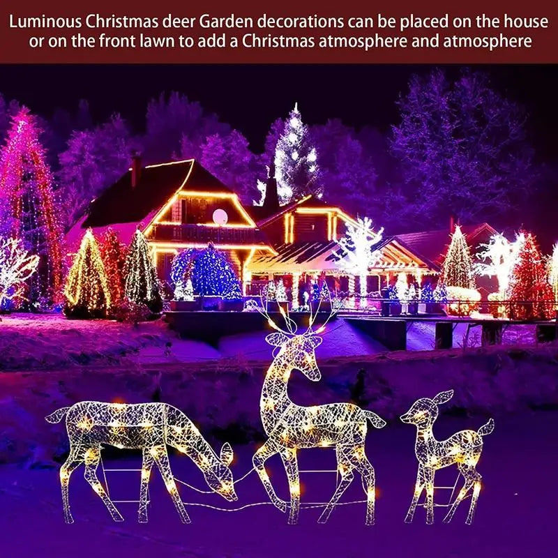 Lighted Christmas Deer Reindeer Family With Led Lights - Image 8