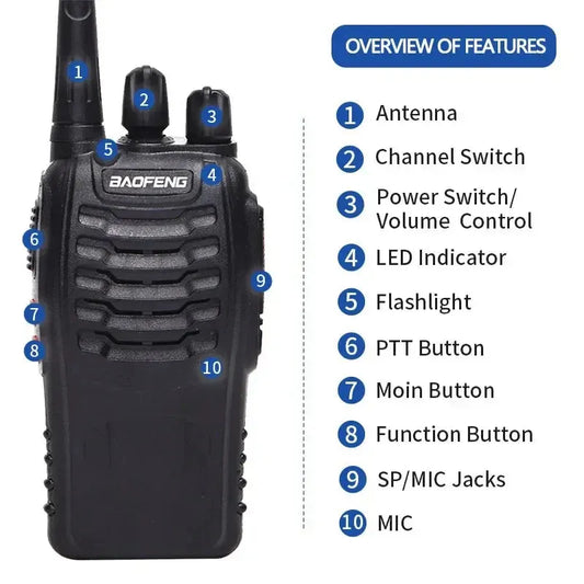 V2 Walkie Talkie Long Range Radio (2PCS BF-888S) - Image 2
