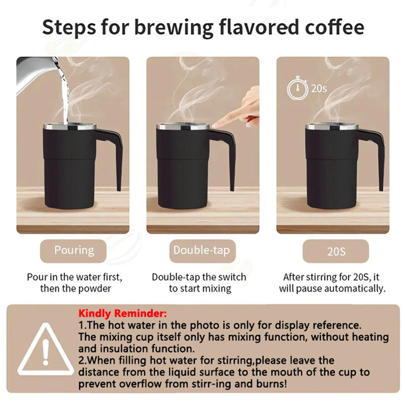 380ML Self-Stirring Electric Coffee Mug Black and White Cup - Image 7