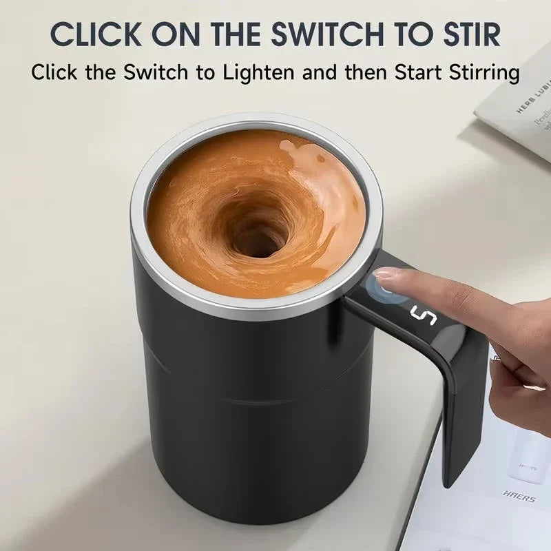 380ML Self-Stirring Electric Coffee Mug Black and White Cup - Image 9