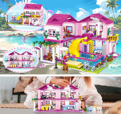 City Villa Castle Building Blocks Set With Pool - Image 3