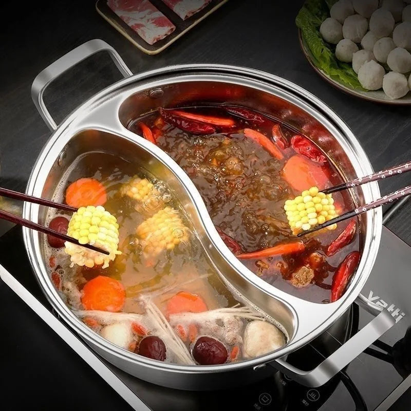 32cm 316 Stainless Steel Twin Divided Hot Pot Silver - Image 5
