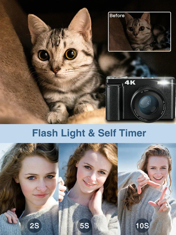 4K Digital Camera with Autofocus Anti-Shake Black - Image 4