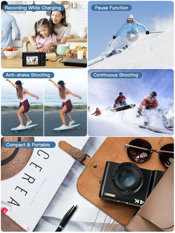 4K Digital Camera with Autofocus Anti-Shake Black - Image 5