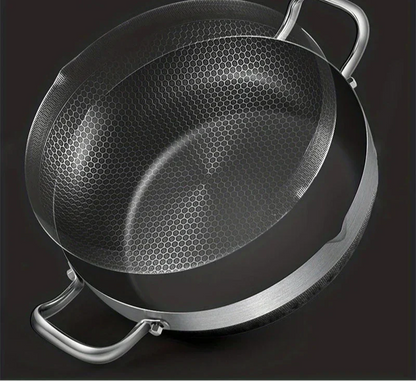 30cm Stainless Steel Non-Stick Frying Pan with Glass Lid Silver - Image 2