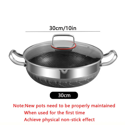 30cm Stainless Steel Non-Stick Frying Pan with Glass Lid Silver - Image 3