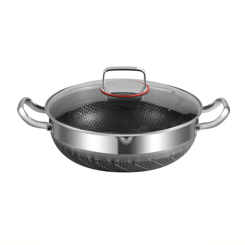 30cm Stainless Steel Non-Stick Frying Pan with Glass Lid Silver - Image 4