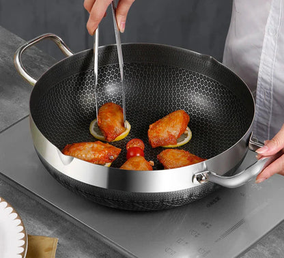 30cm Stainless Steel Non-Stick Frying Pan with Glass Lid Silver - Image 6