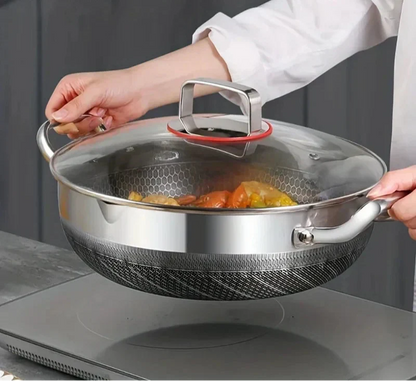 30cm Stainless Steel Non-Stick Frying Pan with Glass Lid Silver - Image 7
