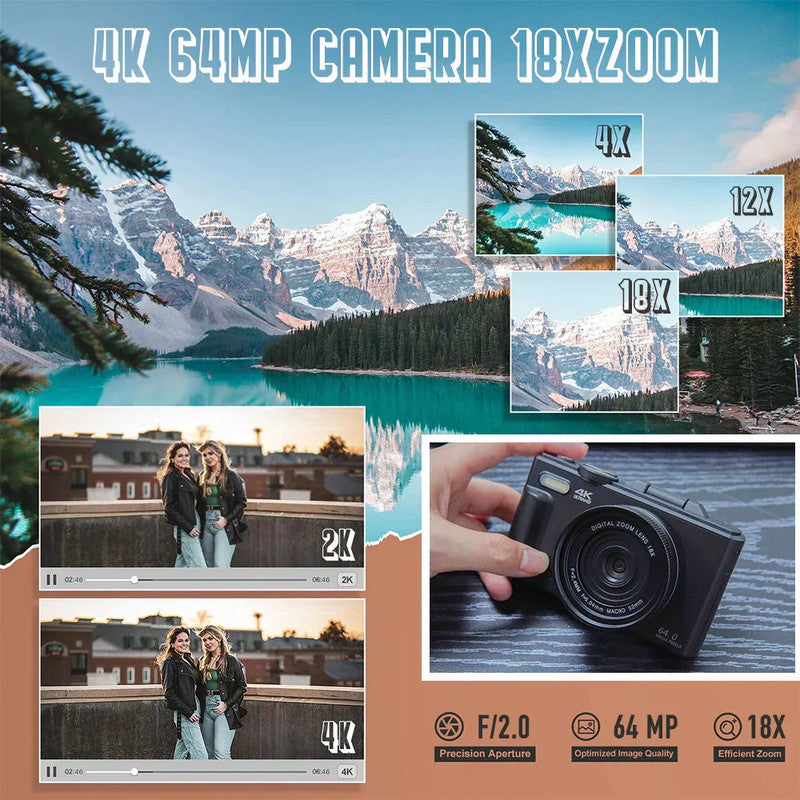4K Digital Camera for Photography 64MP Vlogging Black - Image 3