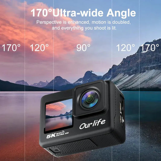 5K Action Camera with Touchscreen Waterproof Black - Image 2