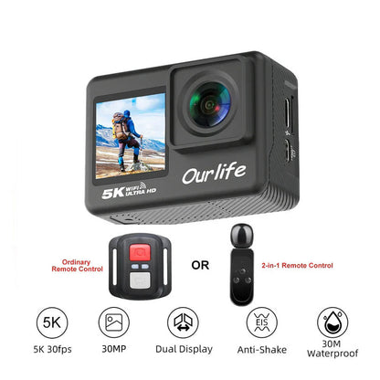 5K Action Camera with Touchscreen Waterproof Black - Image 4