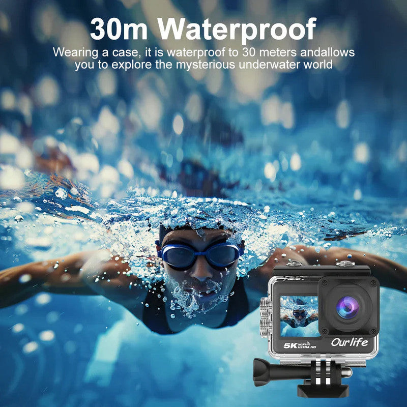 5K Action Camera with Touchscreen Waterproof Black - Image 8