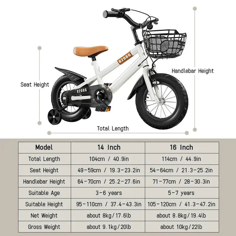 Kids Bike for Girls 3-7 Years with Basket