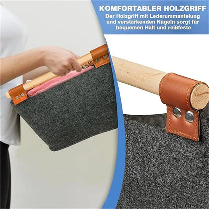 Wooden Firewood Storage Felt Basket Foldable - Image 5