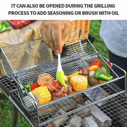 12-Inch Stainless Steel Rolling BBQ Grill Mesh Rotisserie - Image 3